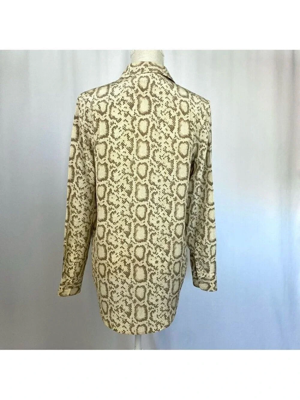 Designer Equipment Femme 100% Silk Keira Tan Snakeskin Print Blouse M